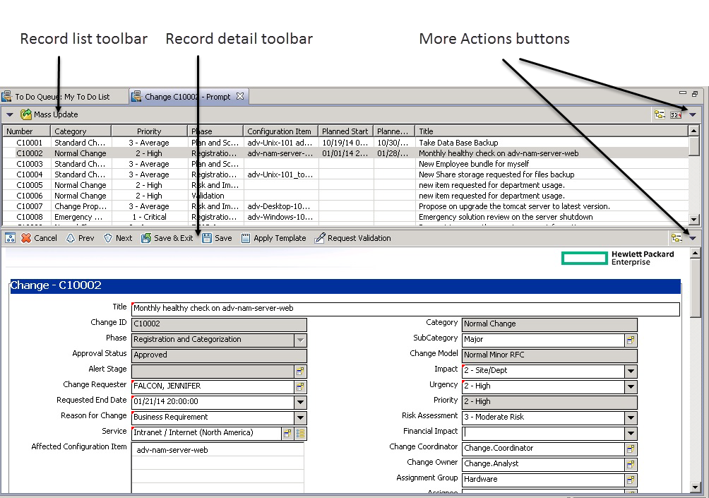 Parts of the editor