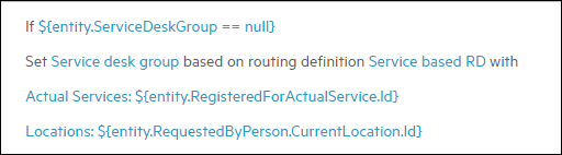 Screenshot of rule implementing assignment by routing definition