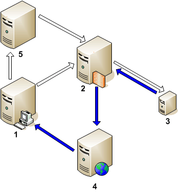 A server communicates with a node through an HTTP proxy