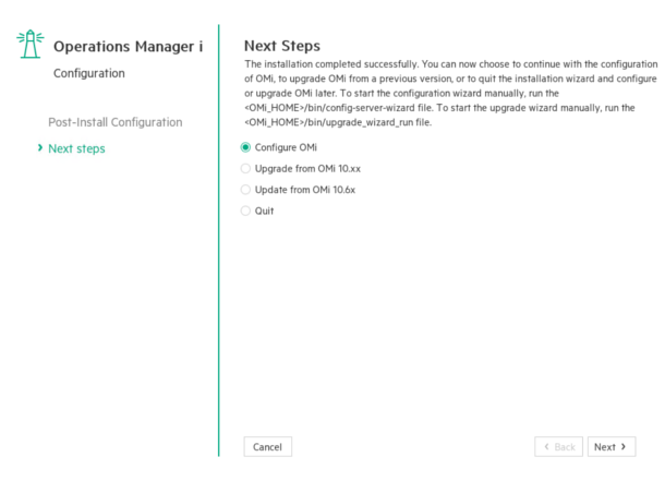 Installation wizard: Next Steps page