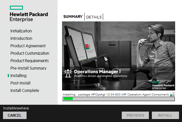 Installation wizard: Installing page