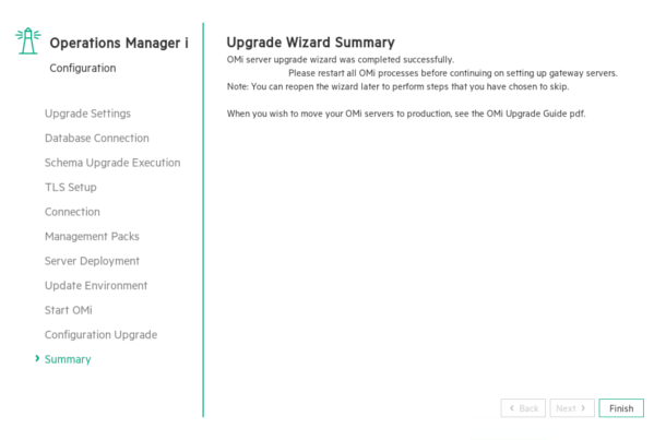 Upgrade wizard: Summary - Upgrade Wizard Summary page