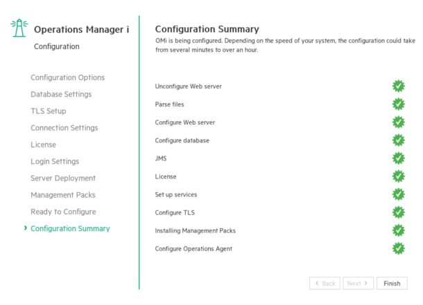 Configuration wizard: Configuration Summary page