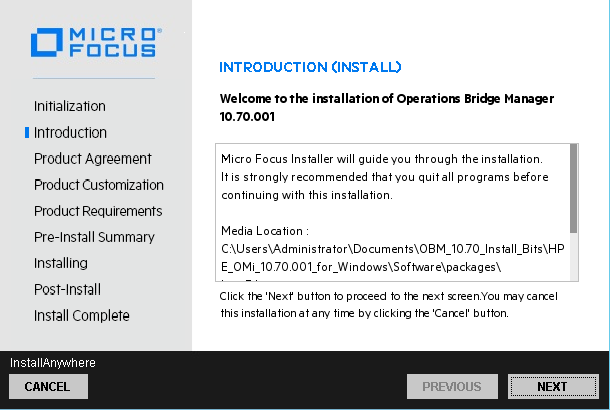Installation wizard: Introduction (Install) page