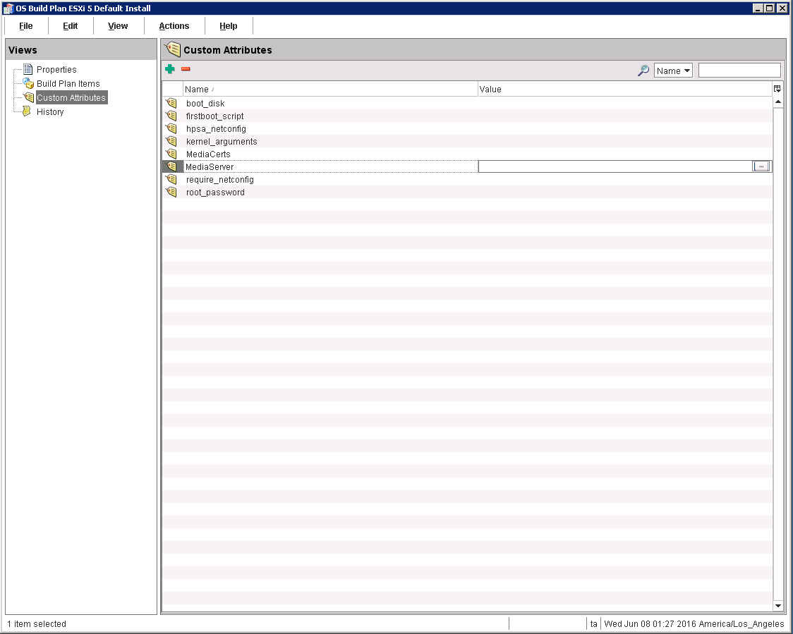 EESXi Build Plan Custom Attributes