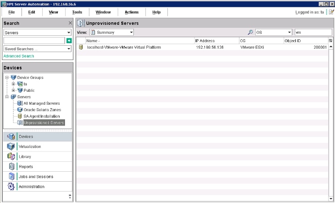 EESXI Unmanaged Server Pool