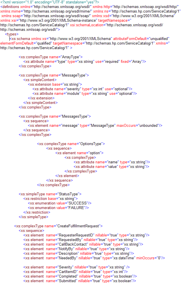 Fulfillment WSDL