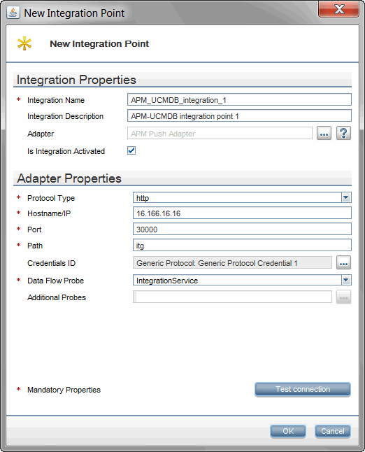 Create an Integration Point between Micro Focus APM and UCMDB