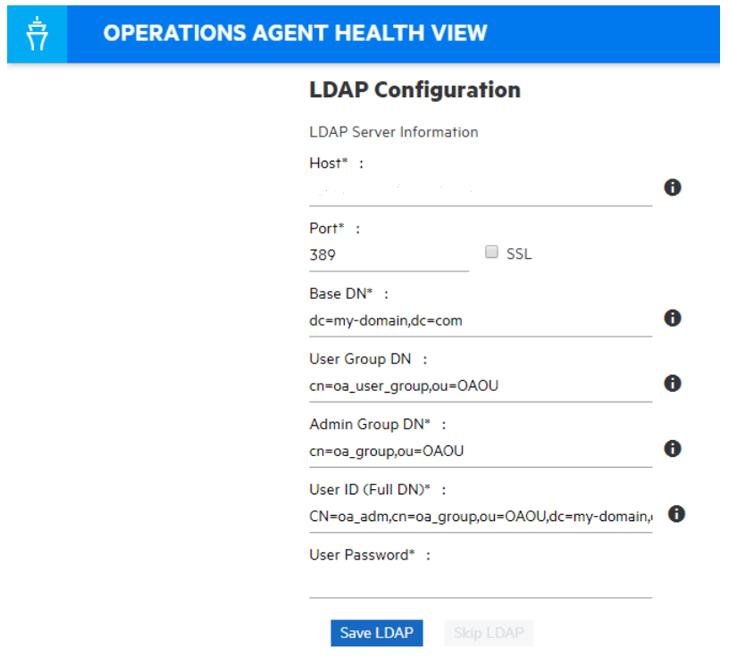 LDAP の設定 - Operations Agent