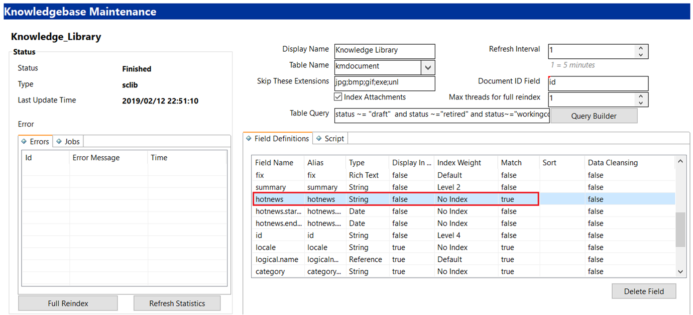 Configure The Fields To Be Indexed For Idol Search